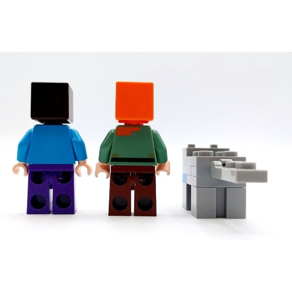 LEGO Minecraft Alex and Steve Minifigures Wolf Figures Lot of 3 - Picture 2 of 2